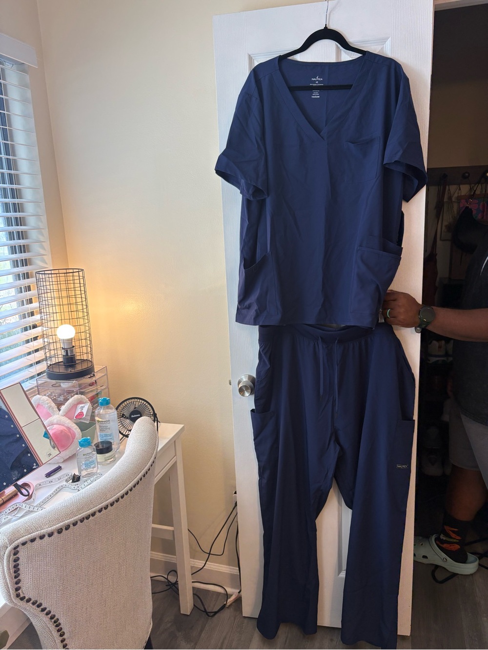 Nautica Navy Women's Scrub Set - Top & Straight Leg Pants